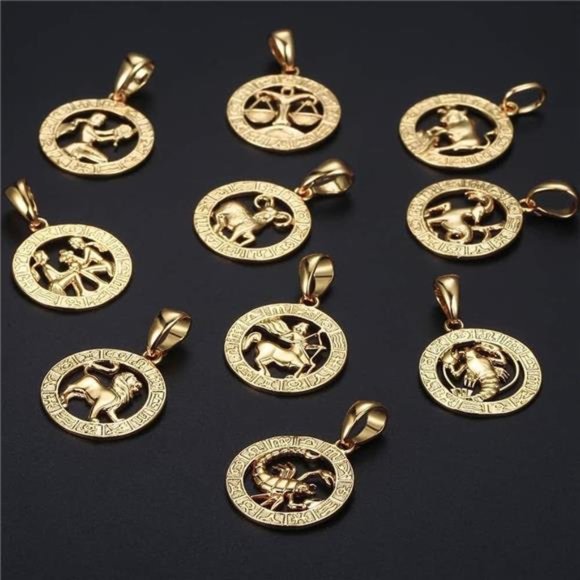 Cancer Gold Plated Zodiac Sign Pendant necklace for Women Men Chain 22inch - Picture 3 of 5